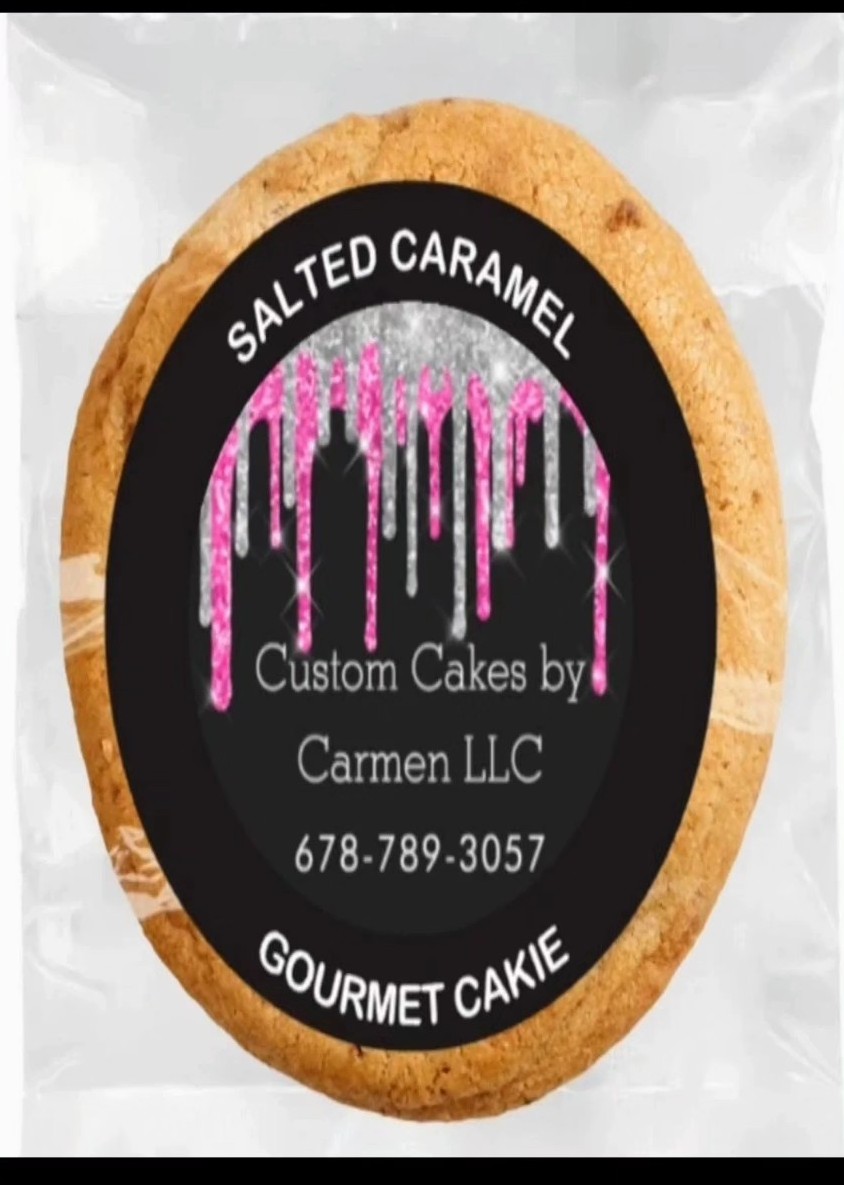 Salted Caramel Gourmet Cakie in branded packaging